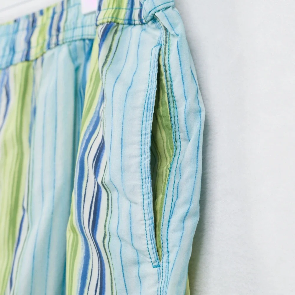 TOMMY BAHAMA Striped Mesh Lined Swim Trunks Cargo Pocket Blue‎ Green Sz XL